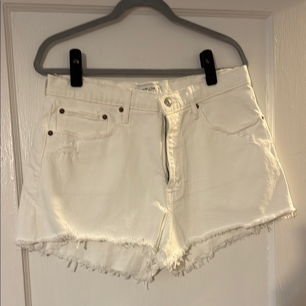 Abercrombie & Fitch White Jean Shorts Curve Love